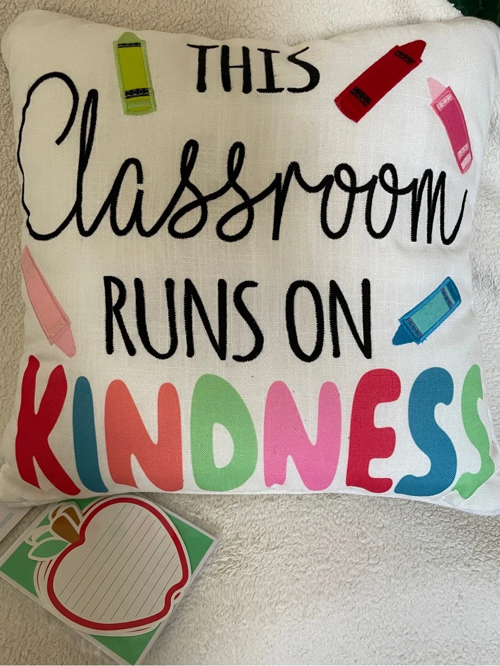 Kids Classroom Pillow - 'This Classroom Runs on Kindness' - Multicolor
